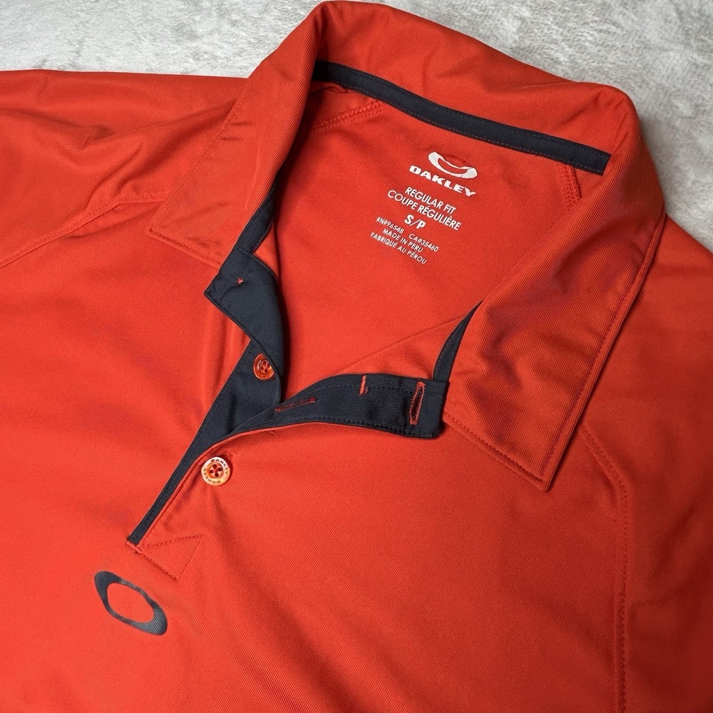 Oakley Hydrolix Orange Polo Golf‎ Shirt Mens Small Short Sleeve Performance
